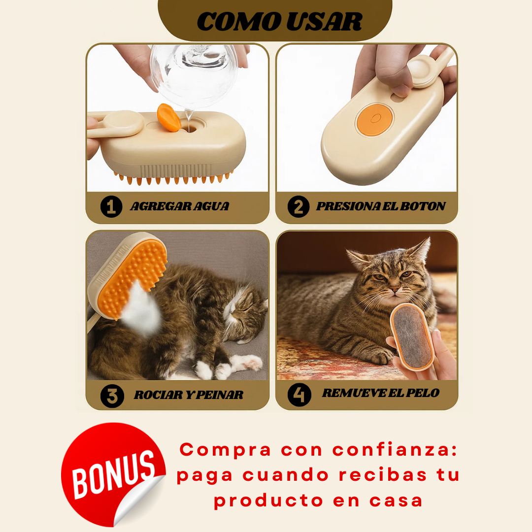Cepillo de Vapor para Gatos y Perros