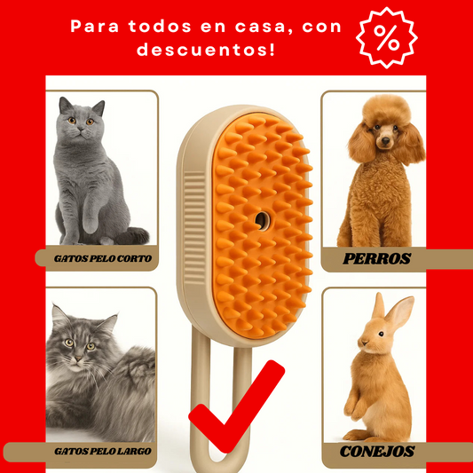 Cepillo de Vapor para Gatos y Perros